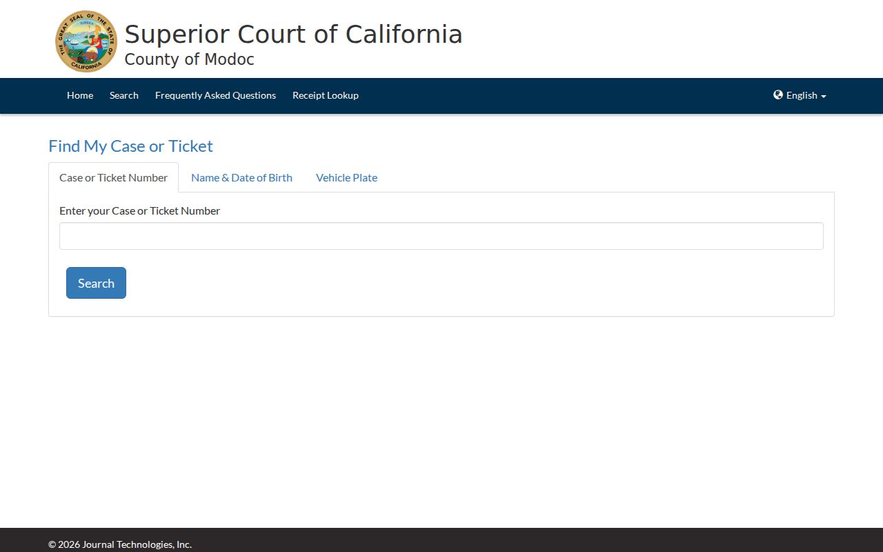 Modoc County court case lookup ePay-it search fields