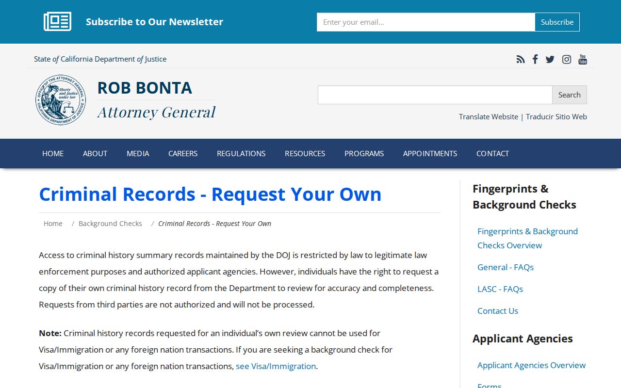 Modoc County criminal history California DOJ record review